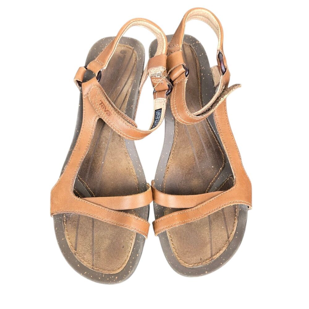 Teva Cabrillo 1001027 Strap Wedge Sandals Brown Leather Size 9.5 Ankle Strap - Picture 6 of 12